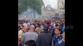 Scottish football fans chanting in London, UK