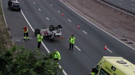 Car Flipped Over In Crash On Manchester M60 Motorway