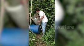 40 liters of liquor destroyed amid bushes in southern India