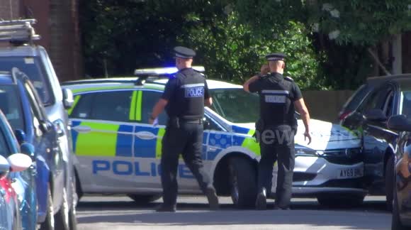 Police car smashes into a private car in accident in Ipswich in southeast England