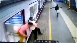 Indian security personnel saved man while alithing in western India