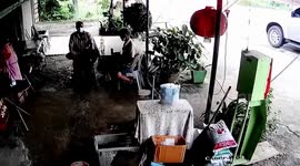 Terrifying moment truck crashes into grocery store as pensioners sit on front porch