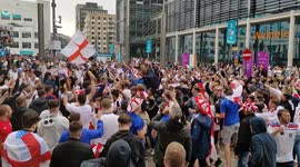 England fans sing 'Scotland get battered' outside Wembley