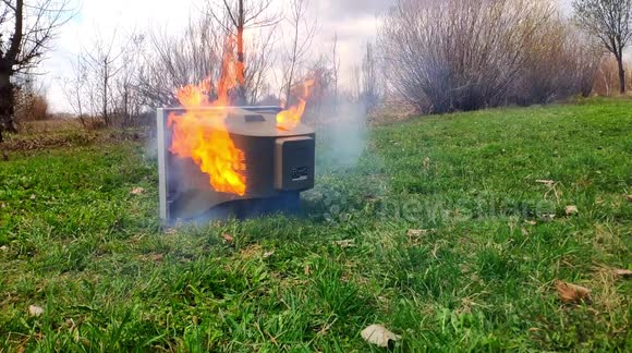 YouTuber pours combustible mixture into TV and sets it alight