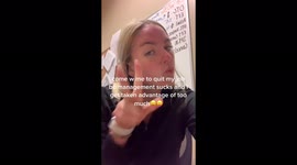Disgruntled employee films herself quitting job in tanning salon because 