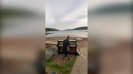 Recovering addict travels the UK with a PIANO performing at beauty spots to share his belief that music saves lives