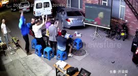 Chinese delivery man cheers with customers when Cristiano Ronaldo scores from penalty spot