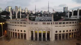 Demolition of the toboggan Pacaembu Stadium in Sao Paulo, Brazil