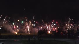 Canada Day: fireworks and crowds of people in Newmarket. Ontario