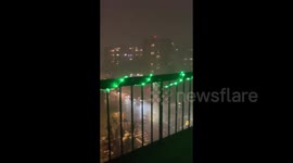 The rain is pouring in waves After Tornado Warning Issued for Arlington, Texas, USA