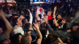 England fans clebrate victory over Ukraine in West End
