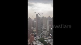 New York City slammed with strong winds amidst thunderstorm