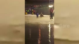 Police rescue driver trapped in underpass as heavy hail storm hits Mexico