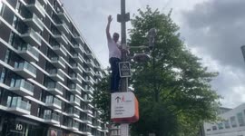 England fan getting beer thrown at while the England fans go mental at Wembley