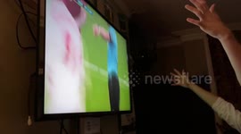 Jumping for joy in London pub the moment England score penalty