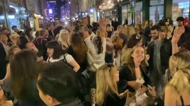 Spontaneous street party in London's Soho as England qualifies for Euro 2020 final