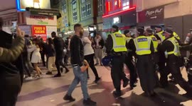 Mood changing in Leicester Square as clashes between fans and police start