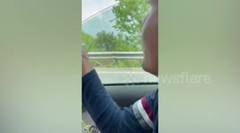 Kind woman gives food to hungry monkeys in Thailand