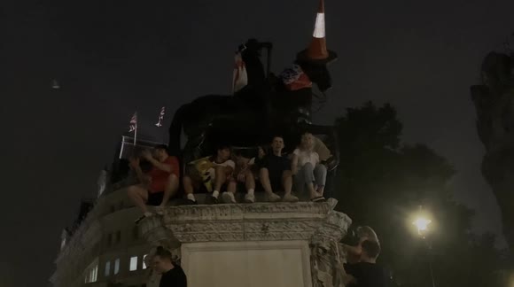 England fans celebrate in Central London following Euro 2020 win over Denmark