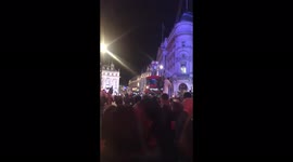 Piccadilly Circus in London, UK just after England won against Denmark