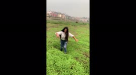 Grass-covered marsh allows locals to 'walk on water' in central India