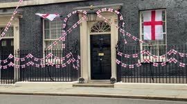 Number 10 Downing Street decorated with England flags ahead of Euro 2020 final against Italy