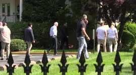 President of the United States Joe Biden arrives at St. Joseph's on the Brandywine to attend mass in Wilmington, DE on July 10, 2021