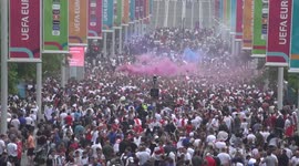 Fans arrive at Wembley early ahead of England v Italy Euros 2020 match