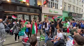 Excited Italians get ready for Euro 2020 final to tune of national anthem and 'Seven Nation Army' in Soho’s Bar Italia