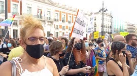 Multitudinaria manifestacion en la Puerta del Sol, Madrid contra el asesinato de Samuel Luiz