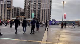 Ticketless England fans who were unsuccessful breaching Wembley gates.