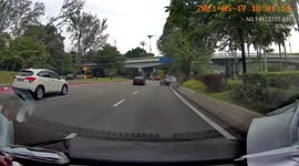 Car loses control, crashes into road barrier in Malaysia