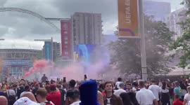 England fans sing Sweet Caroline at Wembley Stadium in London, UK