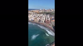 Fliying over Las Canteras Beach in Las Palmas de Gran Canaria