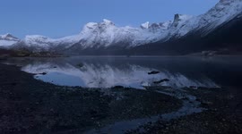 Twilight Blue in Beautiful Nevelsfjord, in Norway, North of the Arctic Circle