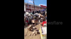 Anti-government protestors clash against security forces in Manzini, Eswatini