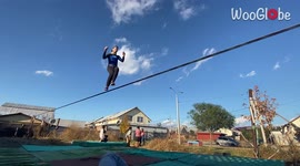 'Professional Slackliner Survives Close Call | Try Not to Cringe'