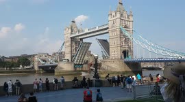 Tower Bridge lifts to allow sailing barge 'Will' to pass under as London's tourists begin to return