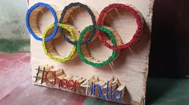 Youth prepares Olympic logo with 930 matchsticks in eastern India