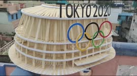 Teenaged girl uses thousands of popsicle sticks to form Tokyo's Olympic Stadium