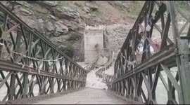 Post landslide footage shows iron bridge completely destroyed by landslide in India's Himachal Pradesh