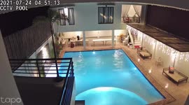 Swimming pool water trembles during magnitude 6.6 earthquake in the Philippines