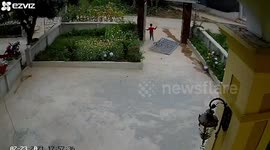 Shocking video shows metal fence unhinging, falling on child