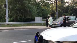 Car on Railing after crash