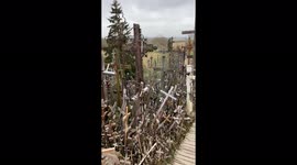 Amazing view over the Hill of Crosses in Lithuania