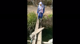 A Girl Afraid to Cross the Very Dangerous Bridge Until She Failed