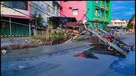 Power Pole Down Caused Electric Explosion in Town at Early Night