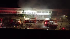 Aerial view of the fire at the Cinemateca Brasileira in São Paulo, Brazil