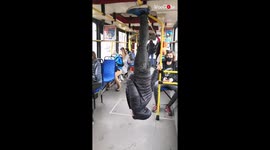 Gravity-defying Ukrainian is able to hang from beams just using his feet