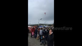 Red Devils parachute stunt goes horribly wrong (mobile phone clip)